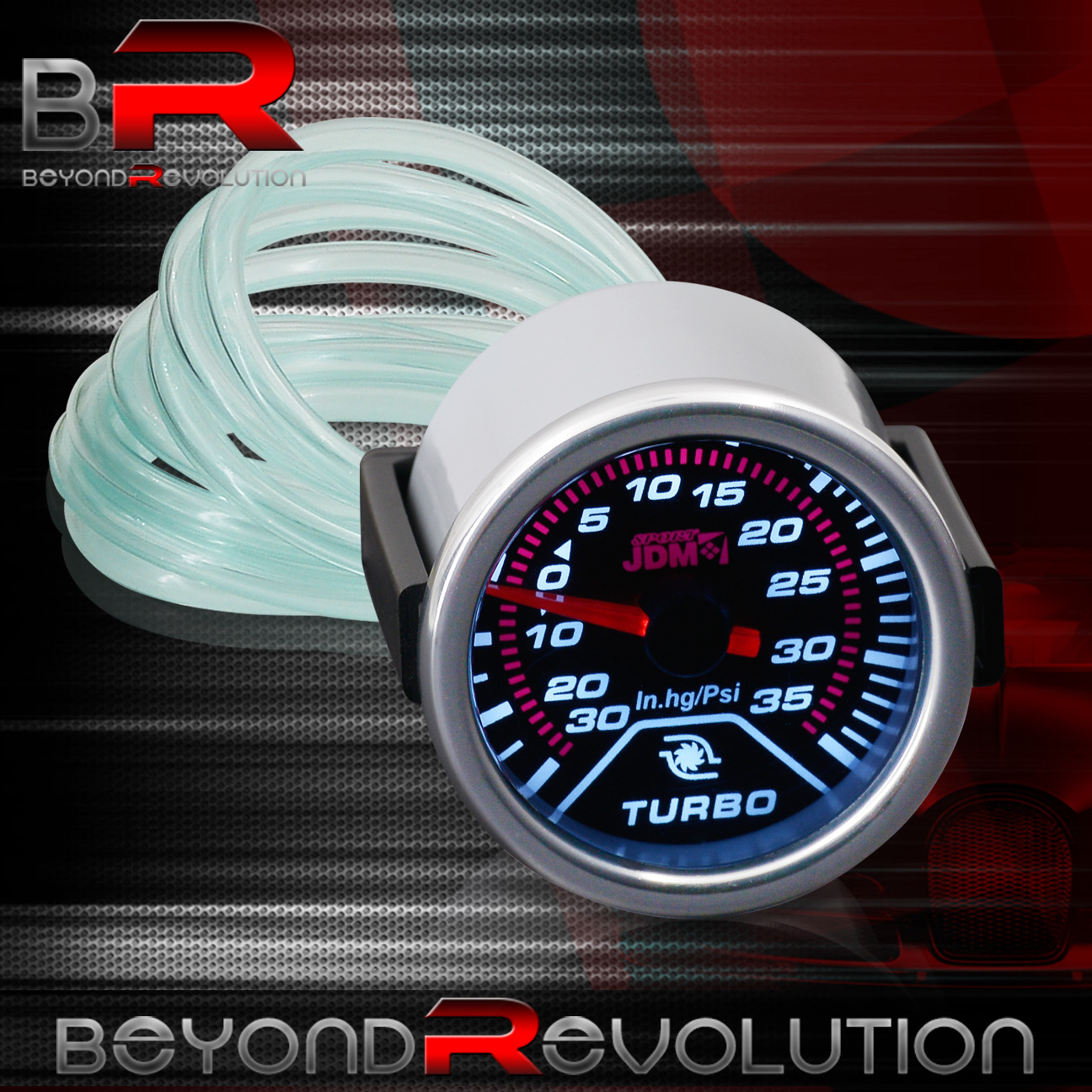 Find UNIVERSAL 2" TURBO BOOST GAUGE JDM GLOW LED ANALOG RED NEEDLE