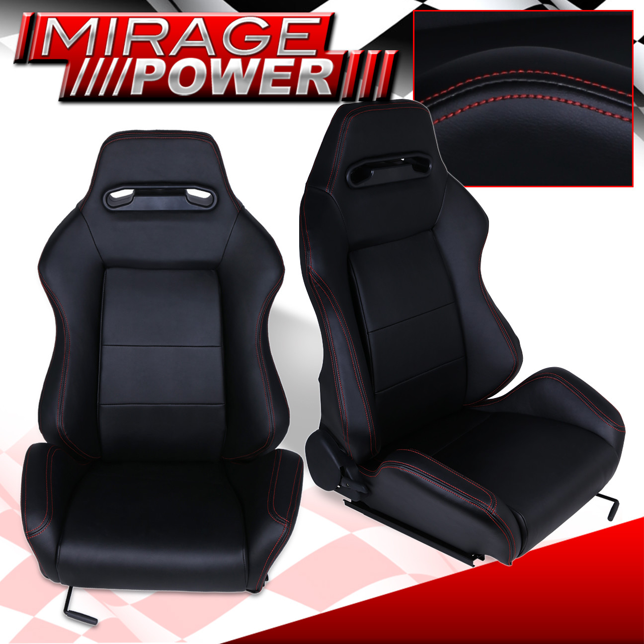 RECLINABLE JDM WIDE SHOULDER BLACK CLOTH FABRIC BUCKET RACING SEATS WITH SLIDER eBay
