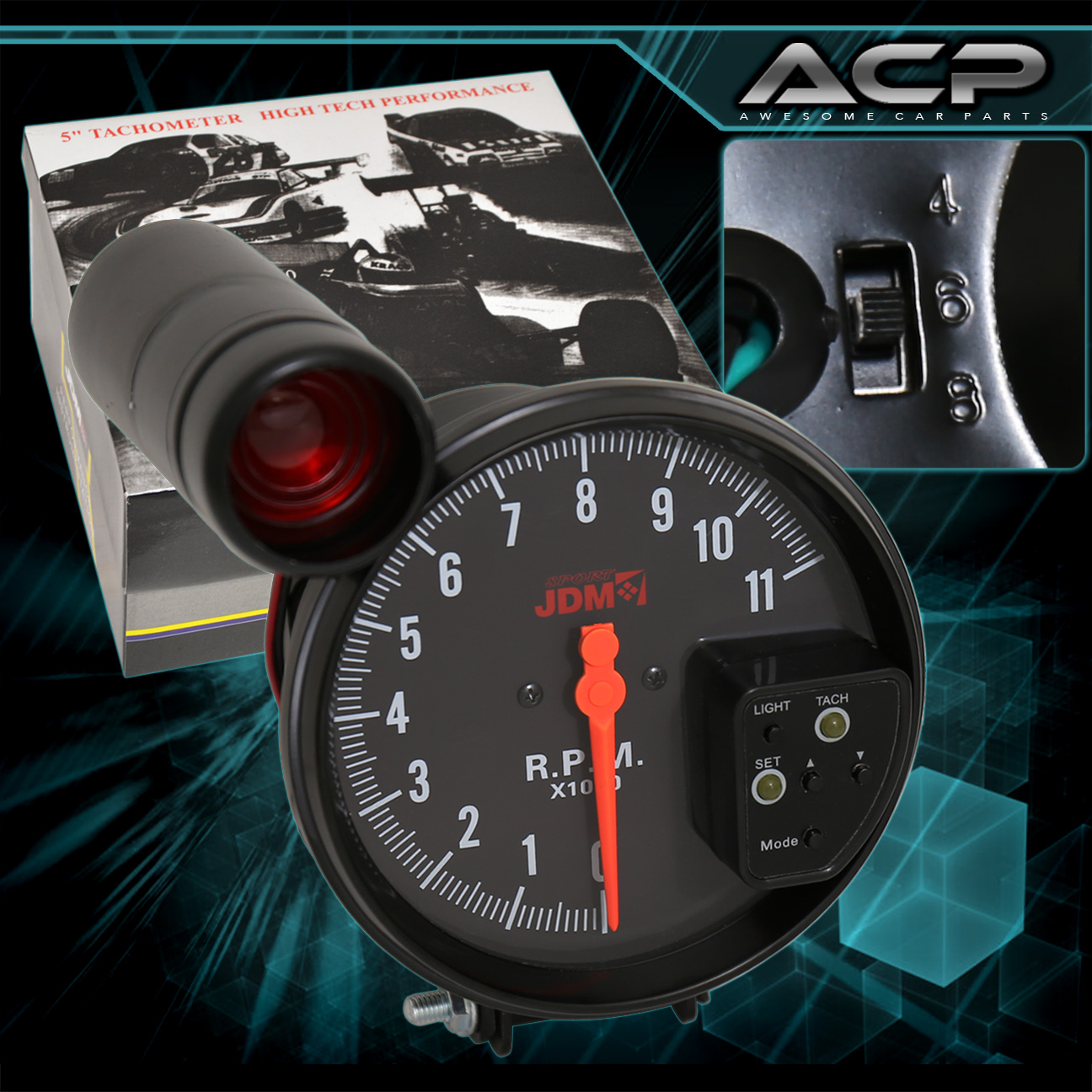 PERFORMANCE RACE 5" TACHOMETER 7 LED DISPLAY + SHIFT LIGHT GAUGE MAZDA