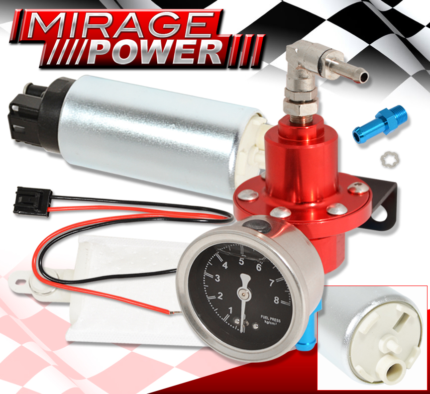 FOR MINI ADJUSTABLE FUEL PRESSURE REGULATOR 0140 PSI RED KIT+INLINE
