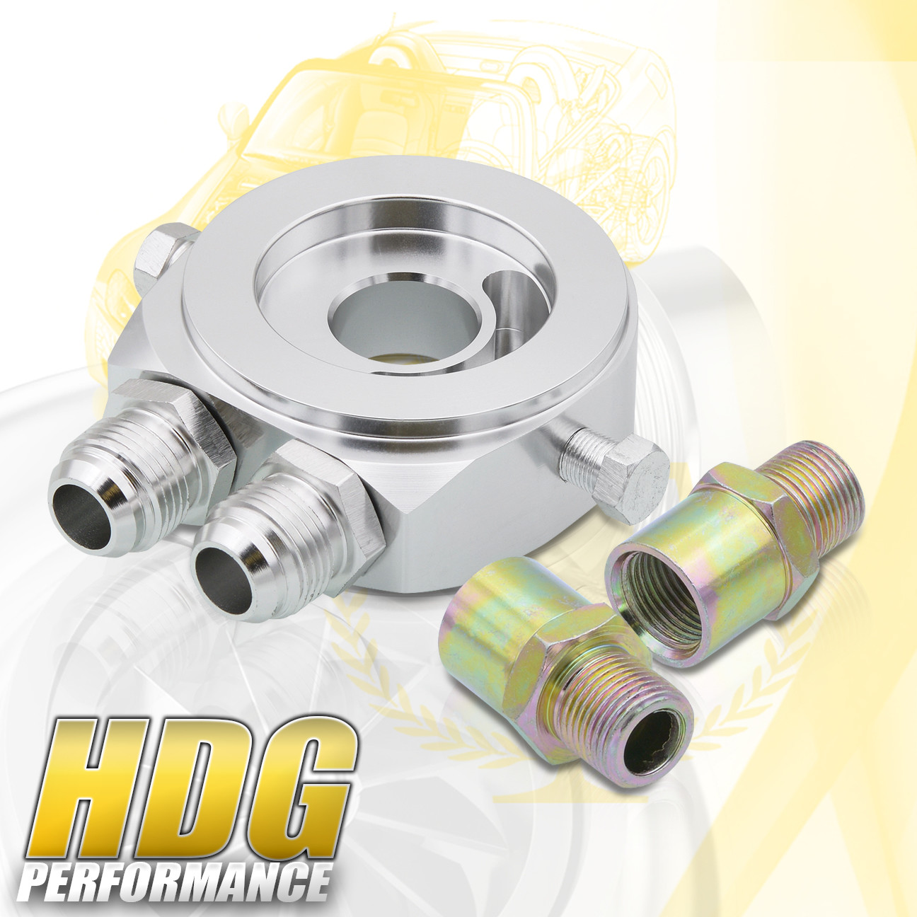 Silver Aluminum M20 Gauge Filter Sandwich Oil Cooler Adapter Plate