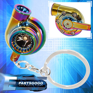 Neo Chrome Spinning Turbo Charger Turbine Key Chain Key Ring Keychain For ACURA