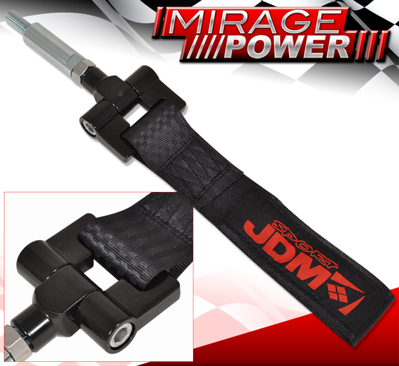 For 0207 Subaru WRX STI Towing Hook 4000lb Strap+Screw On Bolt Adapter