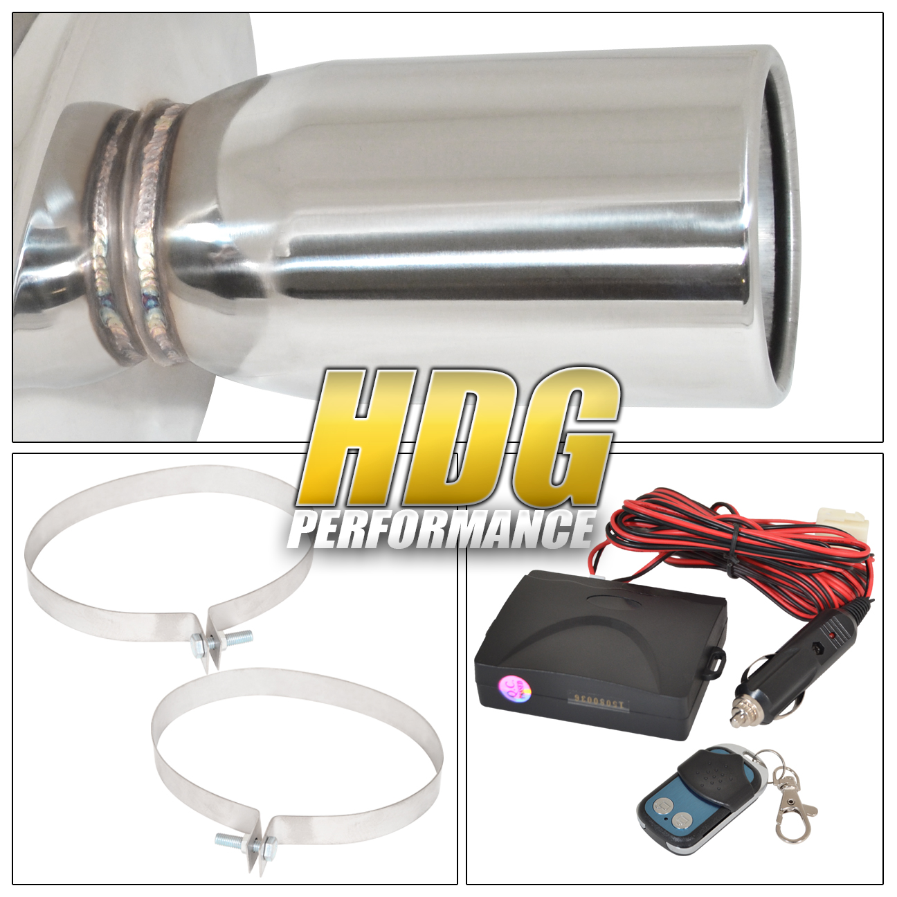 RACING 4" MUFFLER EXHAUST 4" TIP ELECTRONIC SILENCER REMOTE CONTROL 3" INLET