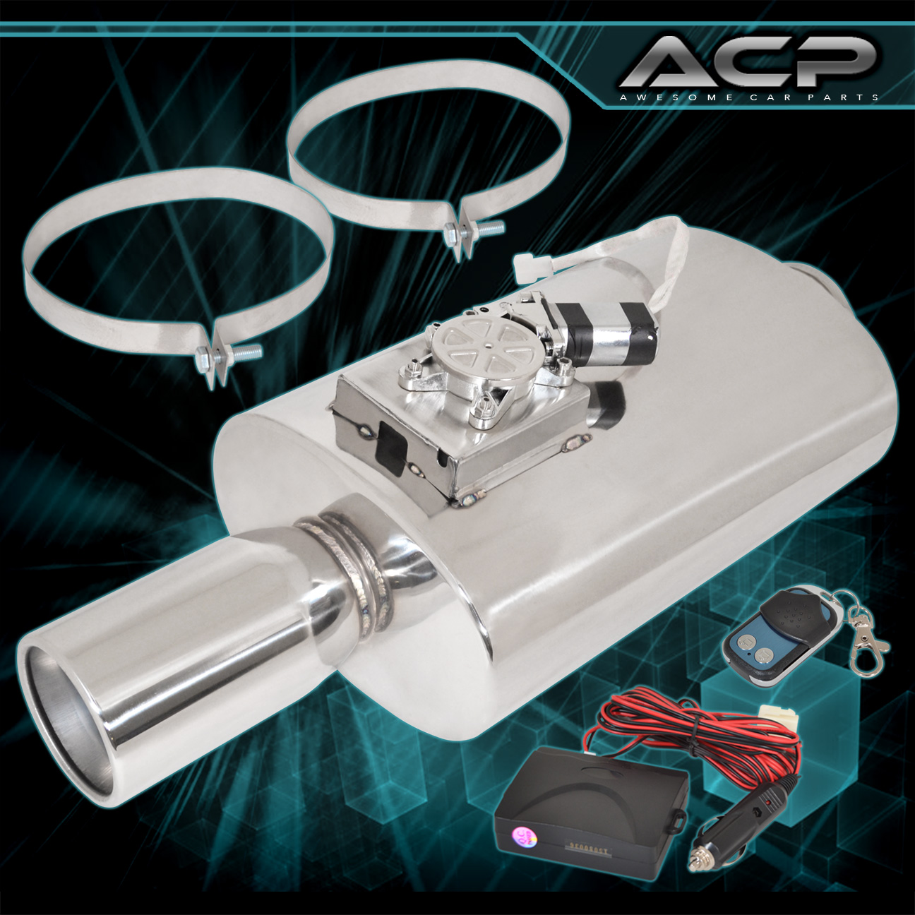 Remote Control Adjustable Electronic Silencer 4" Outlet Tip Exhaust