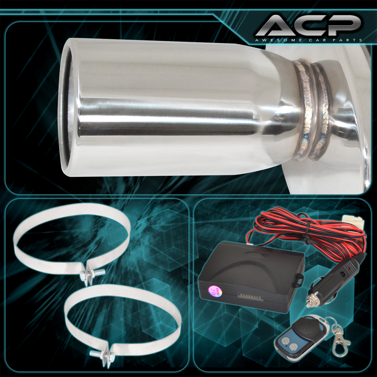 Remote Control Adjustable Electronic Silencer 4" Outlet Tip Exhaust