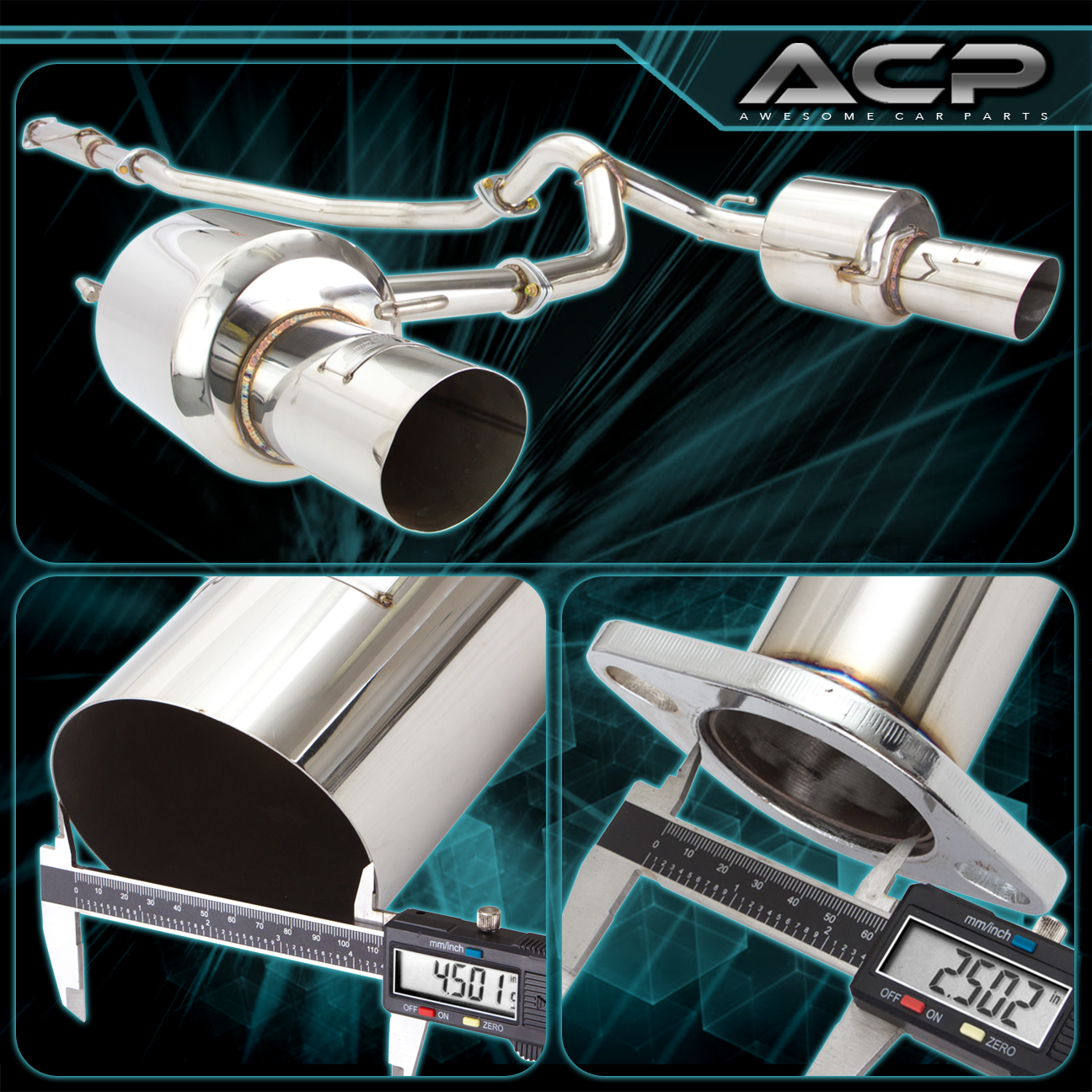 For 0306 Hyundai Tiburon 2.7L V6 Racing Stainless Catback Exhaust