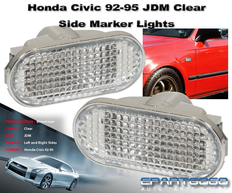 9295 Honda Civic DX EX LX EG JDM Side Marker Light Lamp Flat Lens