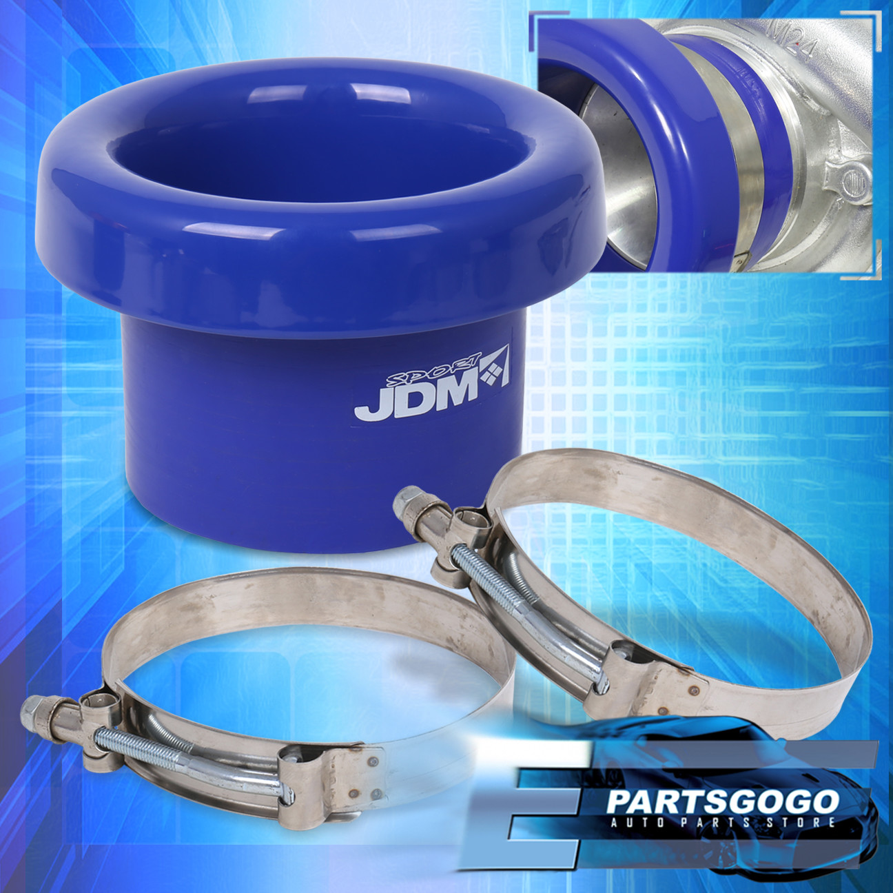 3" UNIVERSAL VELOCITY STACK FOR COLD/RAM ENGINE AIR INTAKE/TURBO INLET BLUE