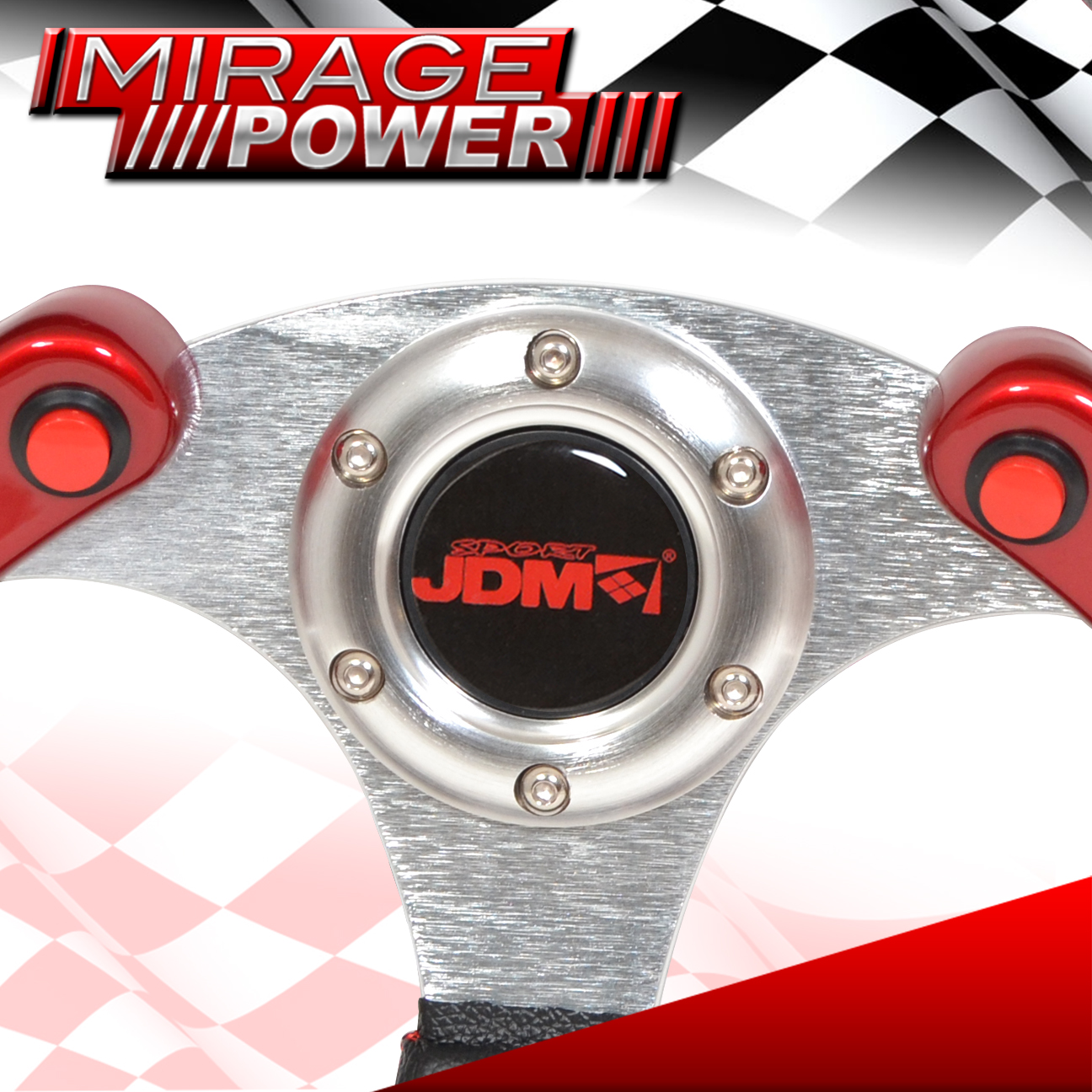 For Acura Honda Lexus 320MM Red Stitches Black Steering Wheel Dual Nos