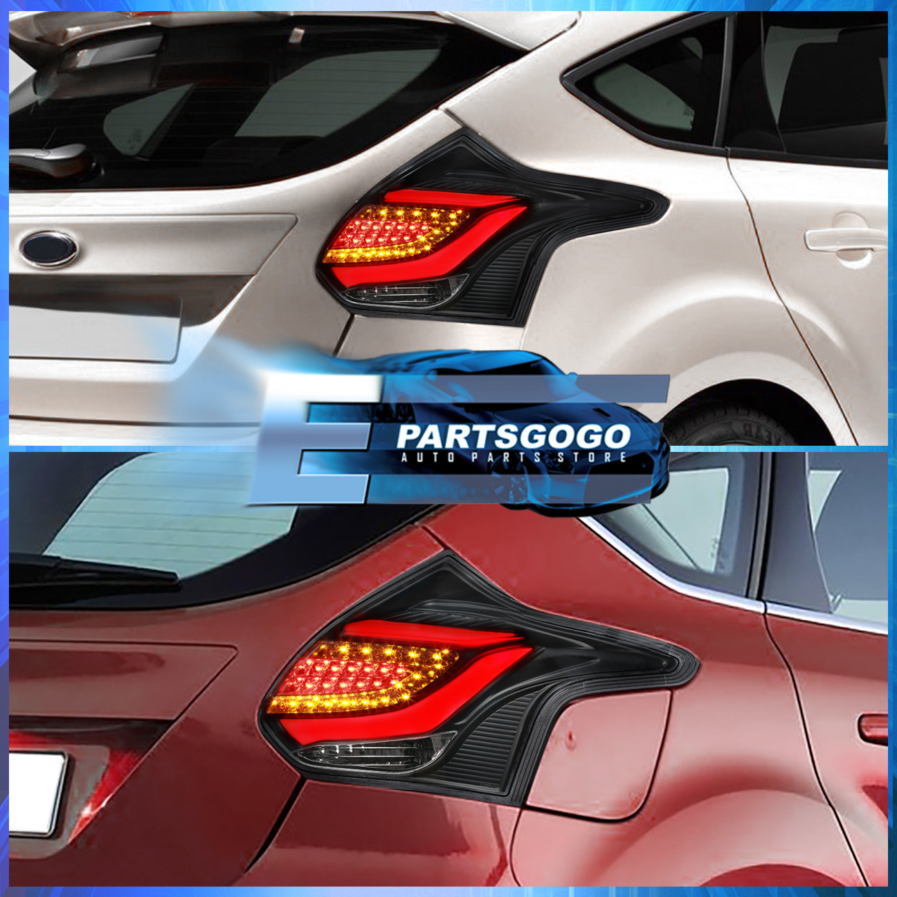 20122014 Ford Focus ST 5Door Hatchback Black Housing Clear Lens Tail