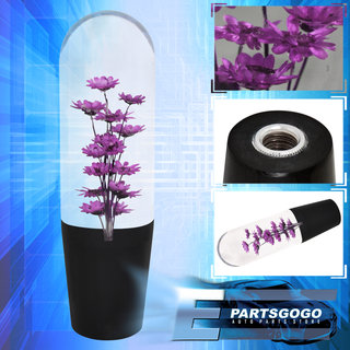 Universal 150Mm Poly Style Flower Filled Shift Knob Transparent Purple M/T 