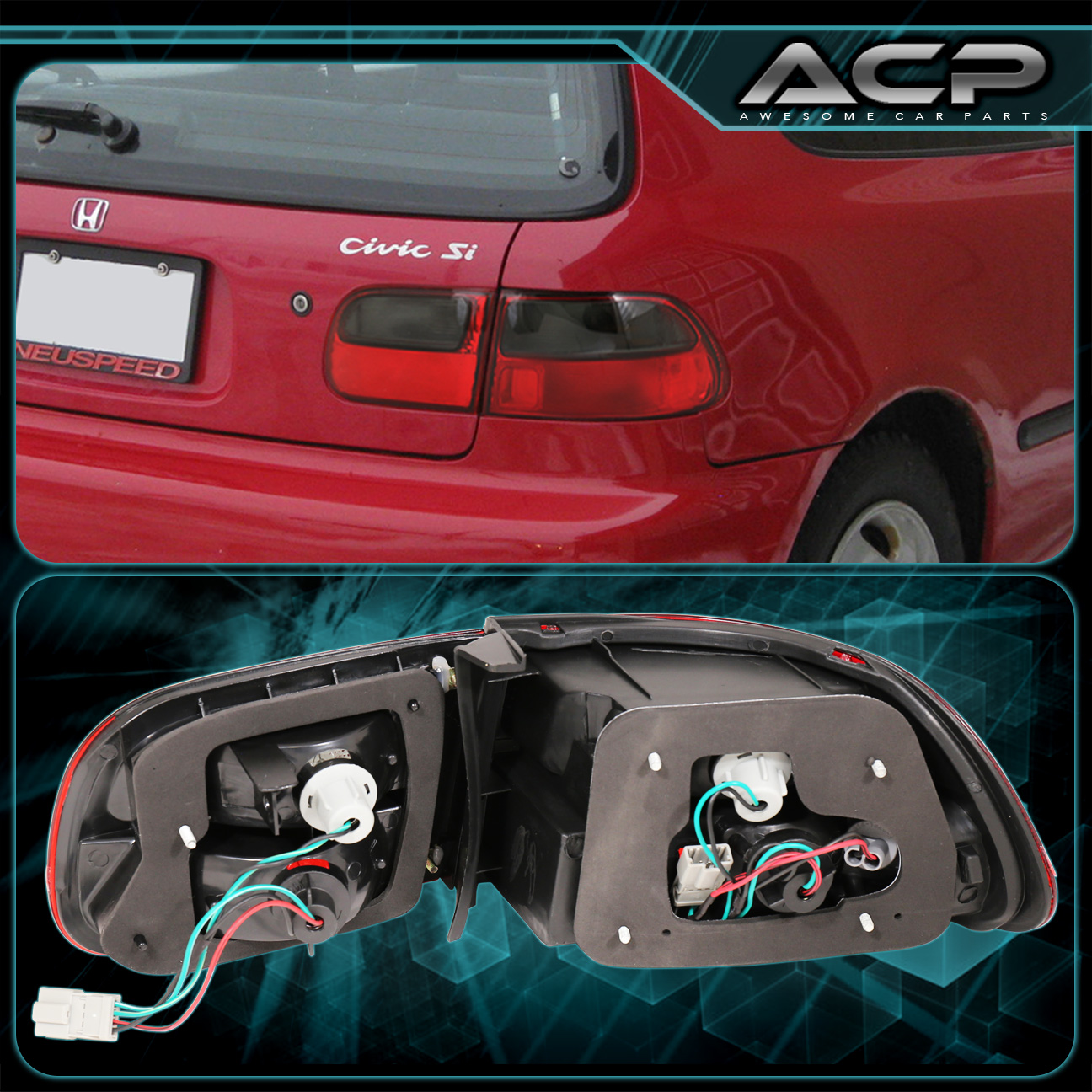 For 9295 Honda Civic EG 3DR Hatch Back Euro Red Smoke Tail Light Brake Lamp eBay