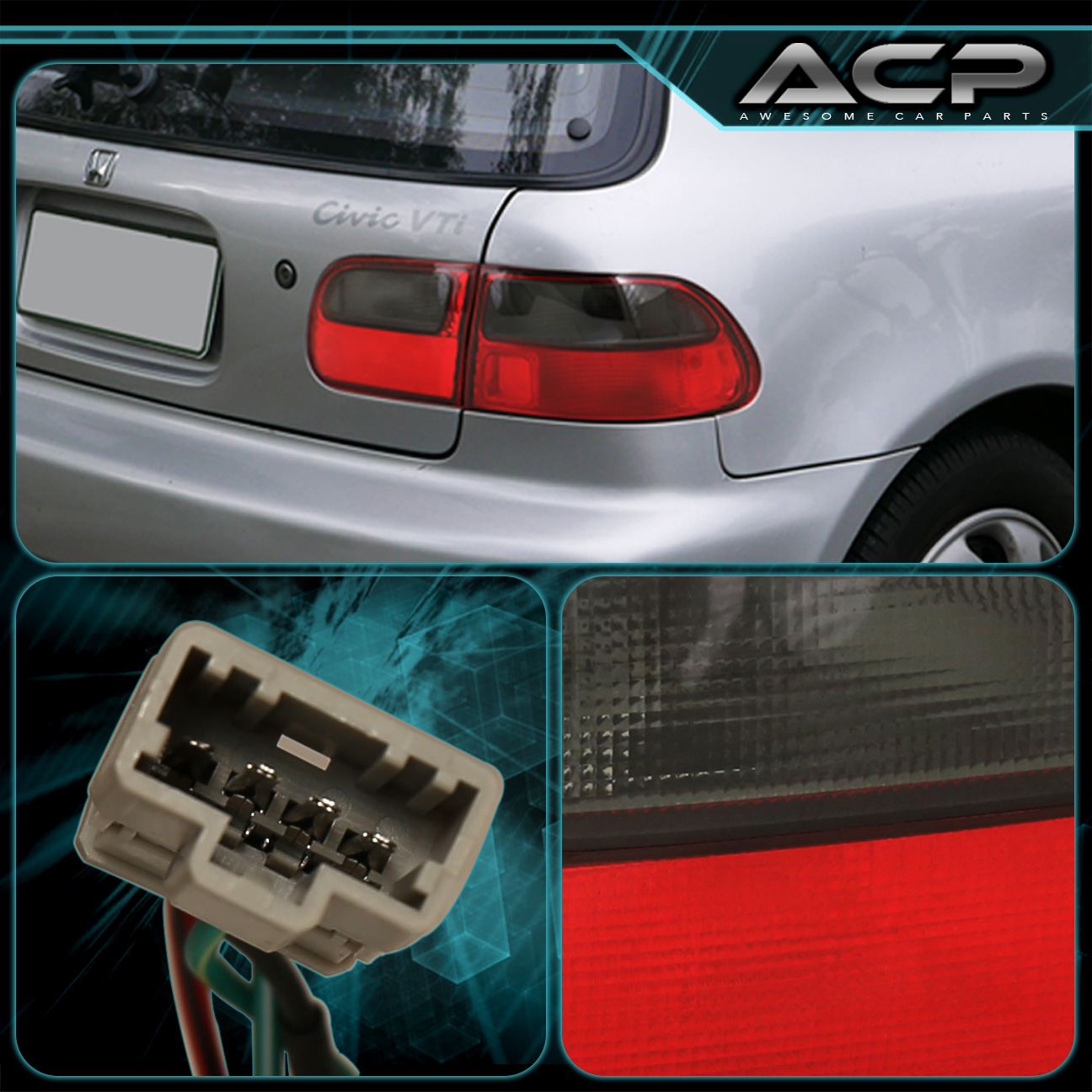 For 9295 Honda Civic EG 3DR Hatch Back Euro Red Smoke Tail Light Brake Lamp eBay