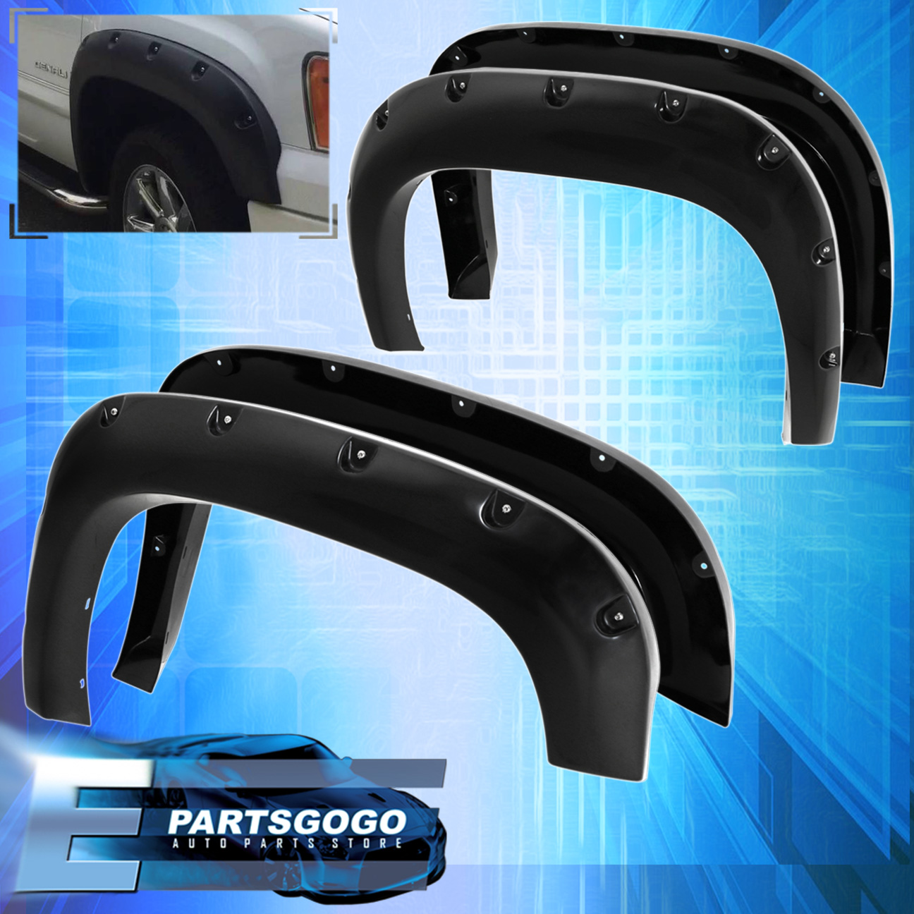 20072013 GMC Sierra 1500 Paintable Pocket Rivet Style Wheel Well