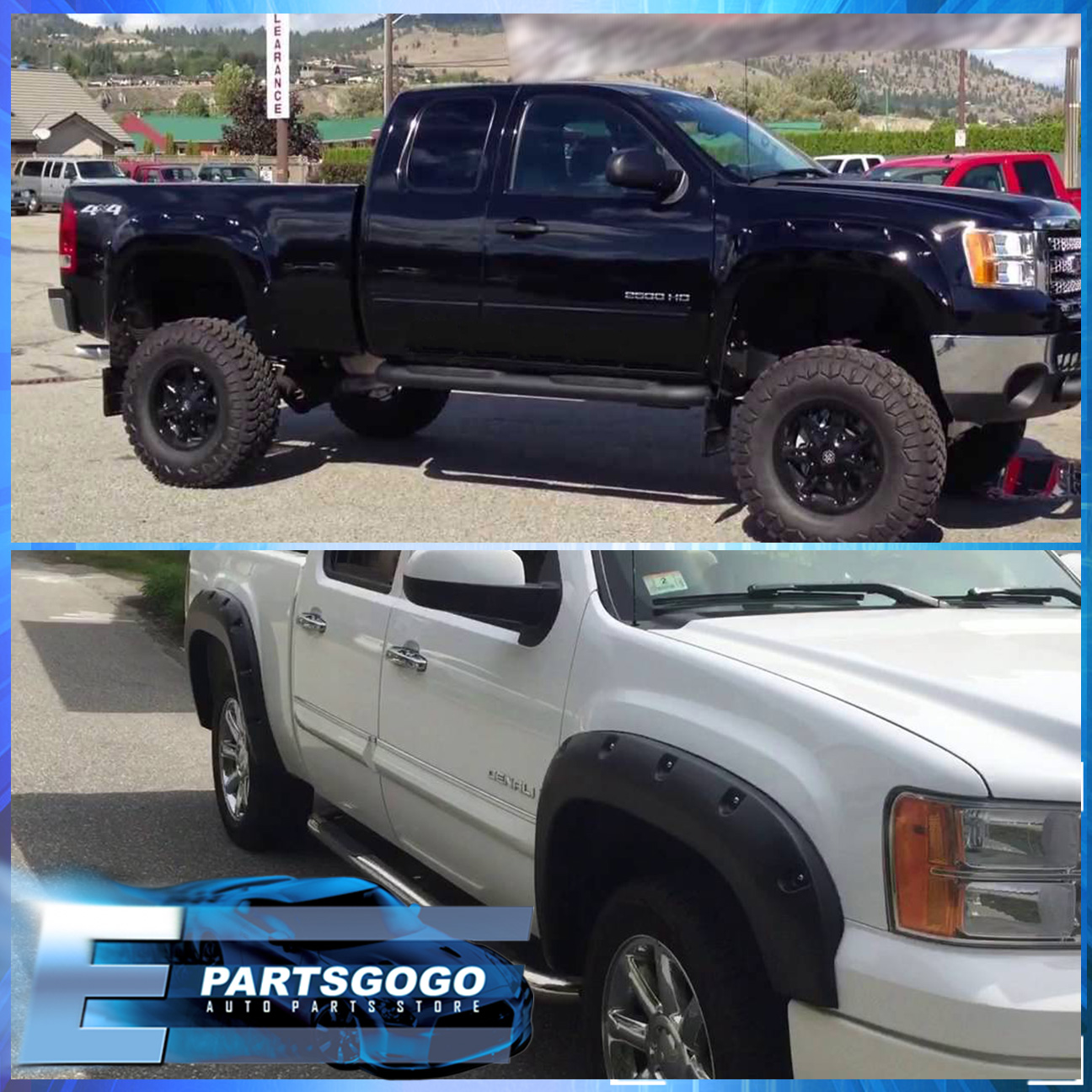 20072013 GMC Sierra 1500 Paintable Pocket Rivet Style Wheel Well Fender Flares