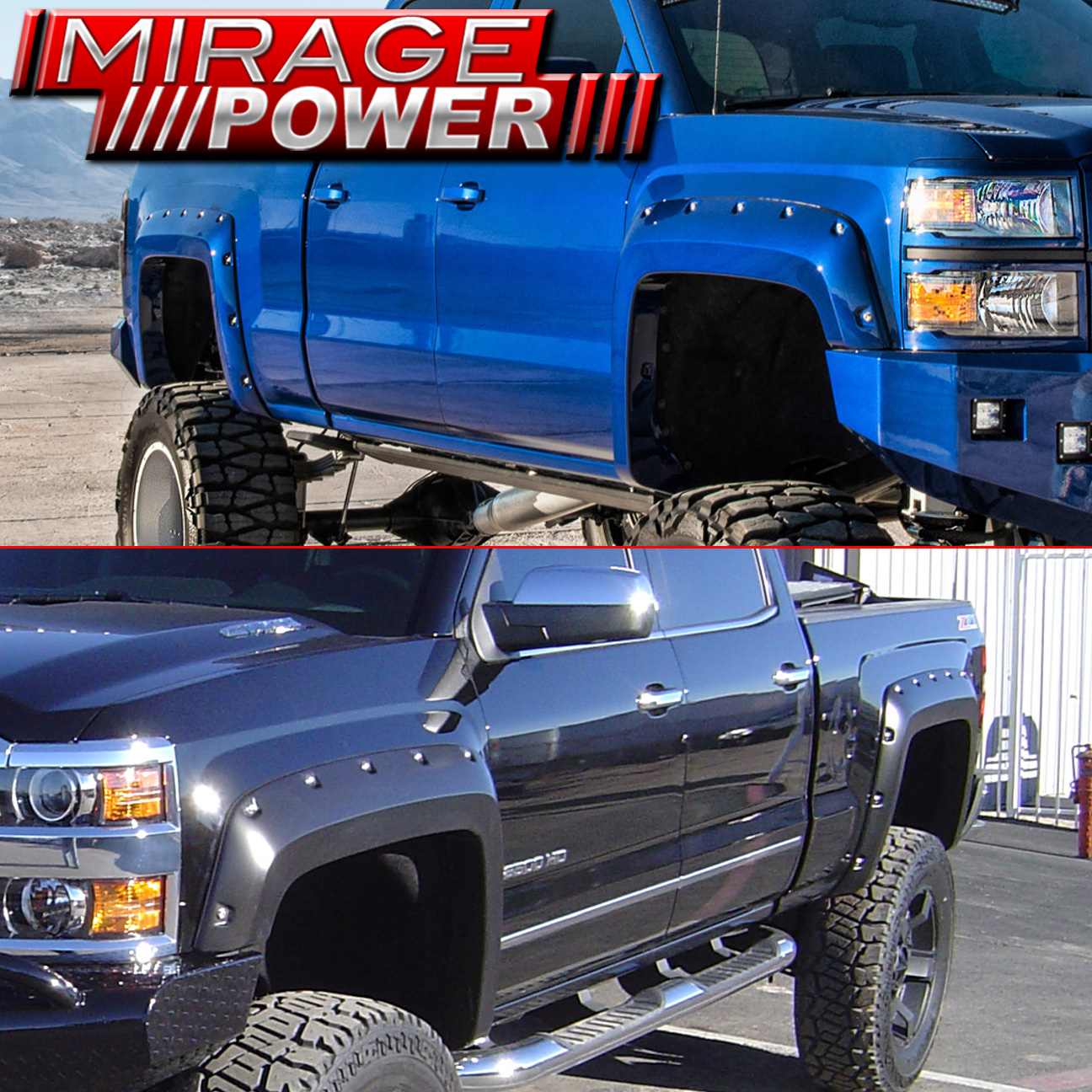 20142016 Silverado Set 4 Riveted Style Bolt On Fender Flares Wide Body Trim eBay