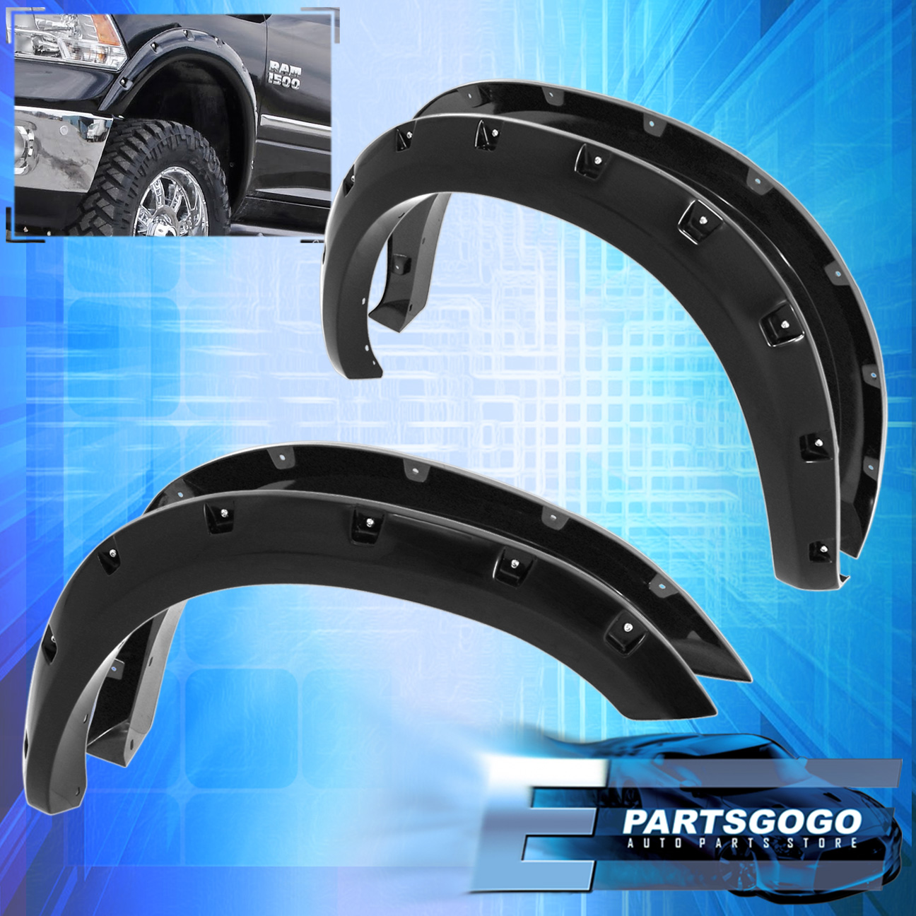 20102015 Dodge Ram 1500 Pickup Paintable Pocket Rivet Wheel Well Fender Flares eBay