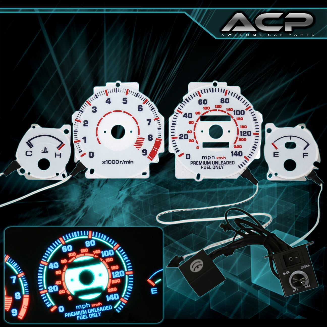 Purchase White Indiglo Gauge Dashboard Cluster Upgrade For 9093 Acura