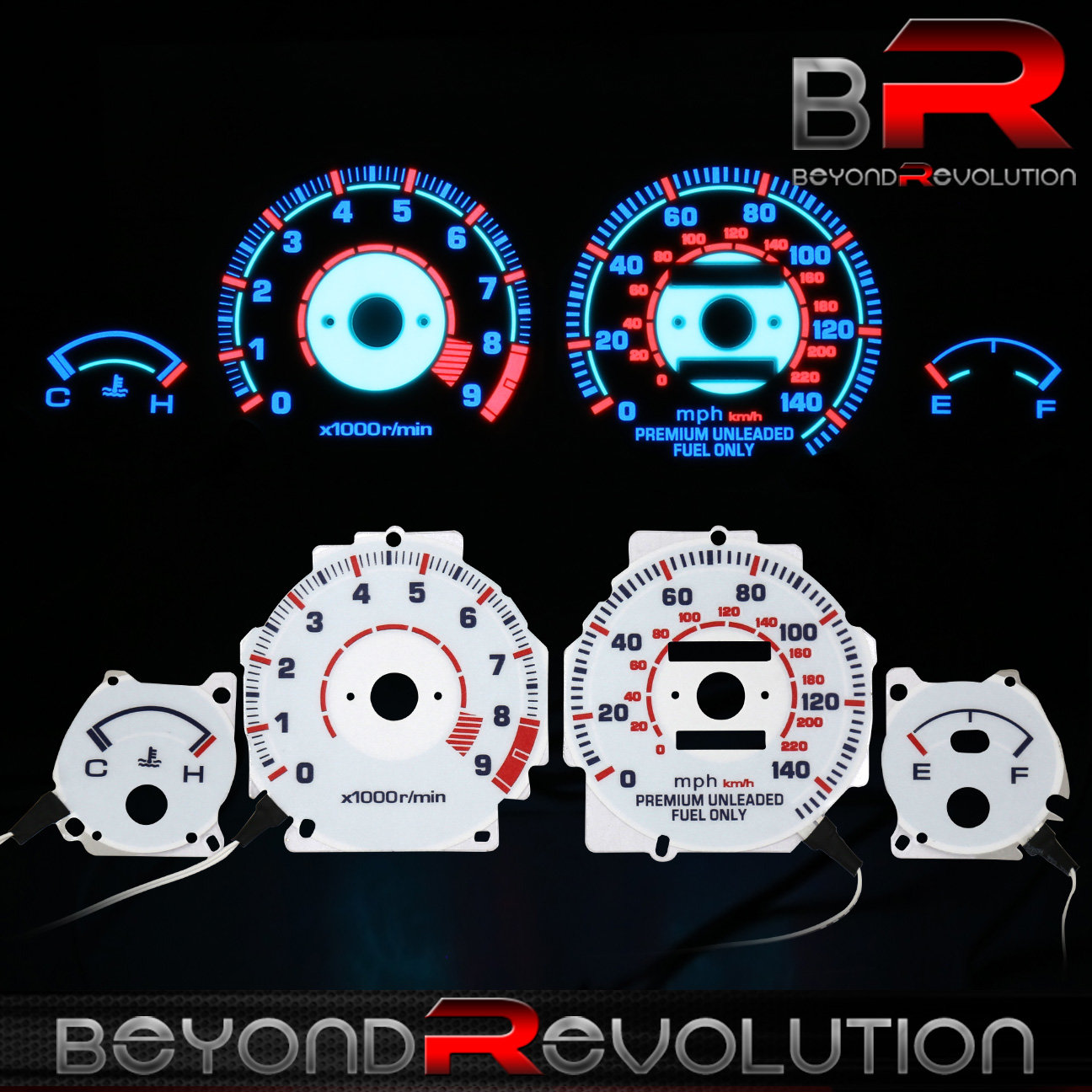 Sell Indiglo Reverse Glow Gauge Dash Face 9K RPM MPH For Acura Integra