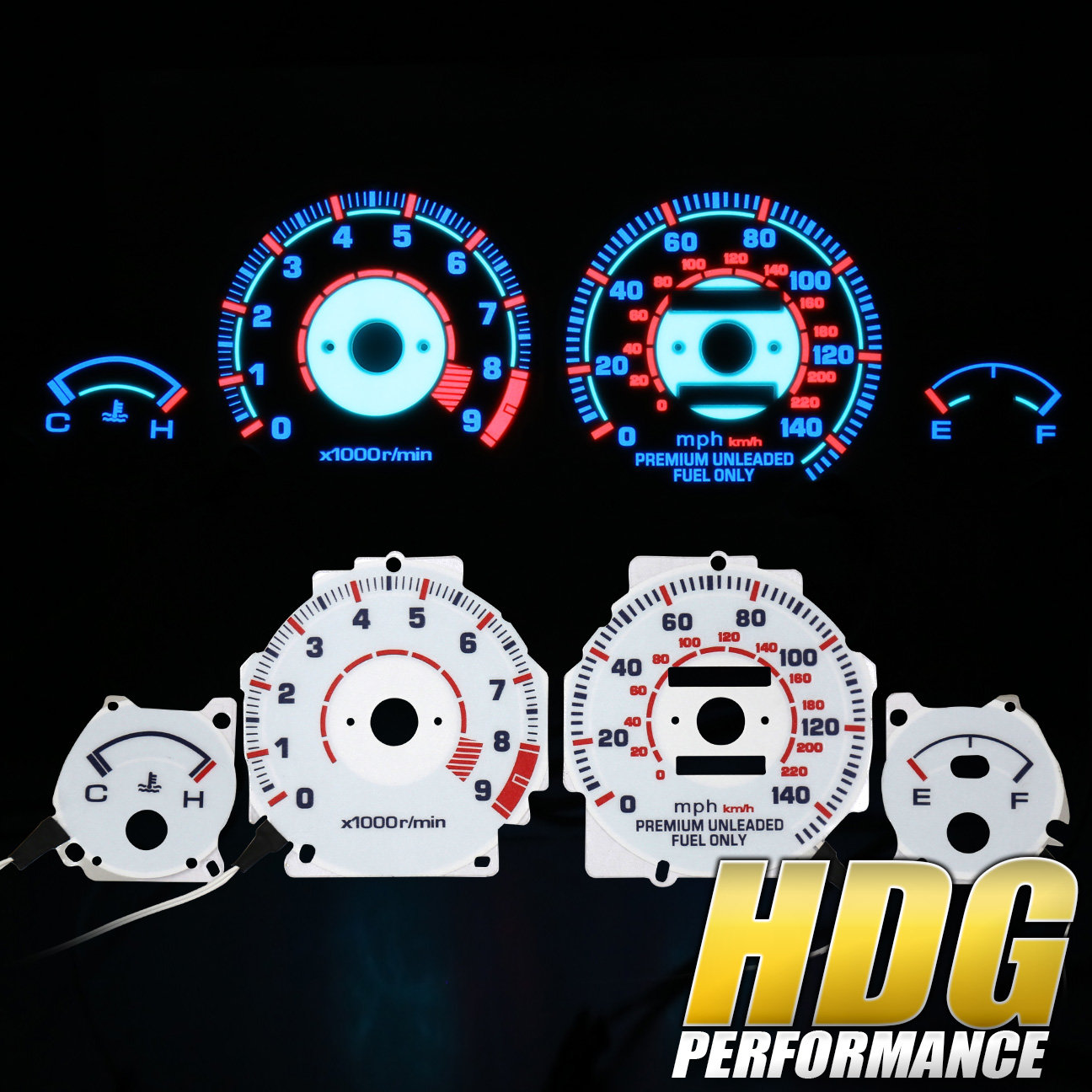 Find 9093 Acura Integra 3D Reverse Indiglo Overlay Glow Gauge Face