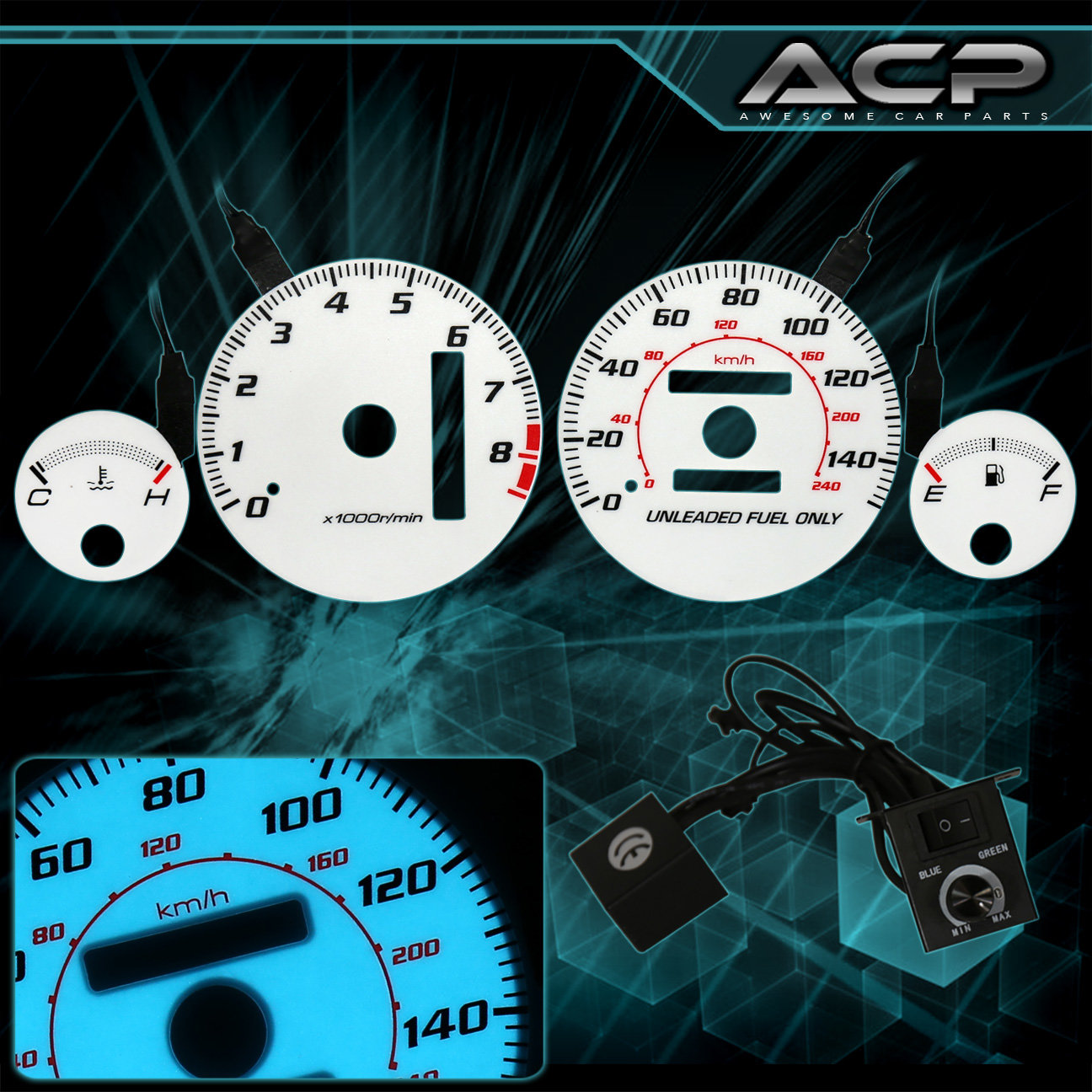Purchase White Indiglo Gauge Dashboard Cluster Upgrade For 9401 Acura