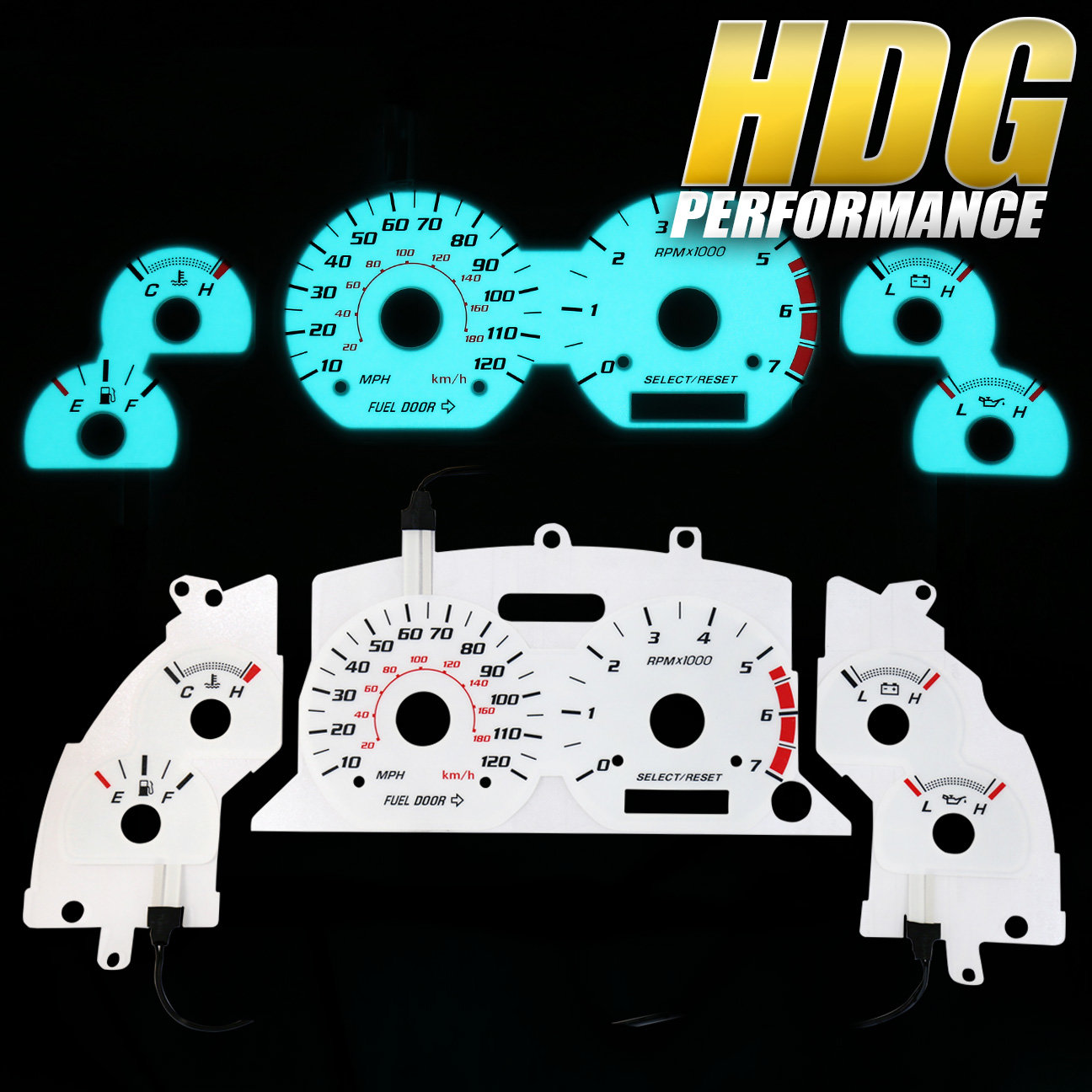 Purchase 19992004 Ford Mustang Reverse Indiglo Overlay Glow Gauge Face