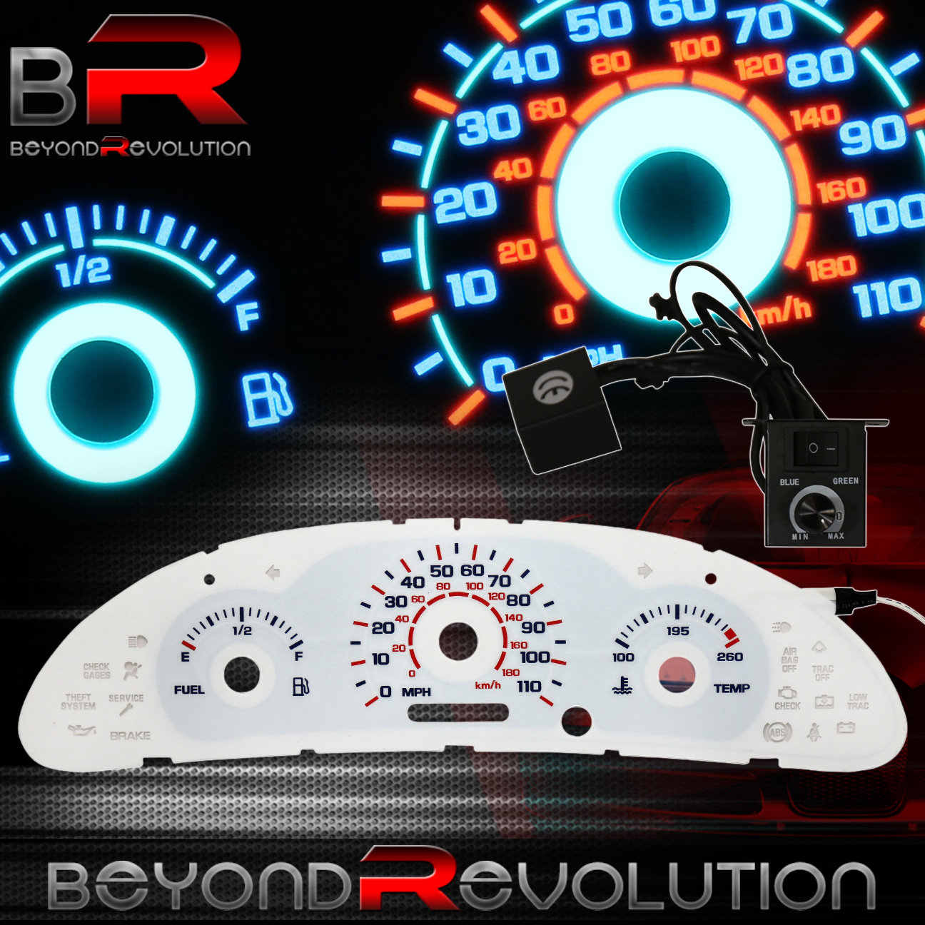 Find Indiglo Reverse Glow Gauge Dash Face MPH For 20002002 Cavalier L4