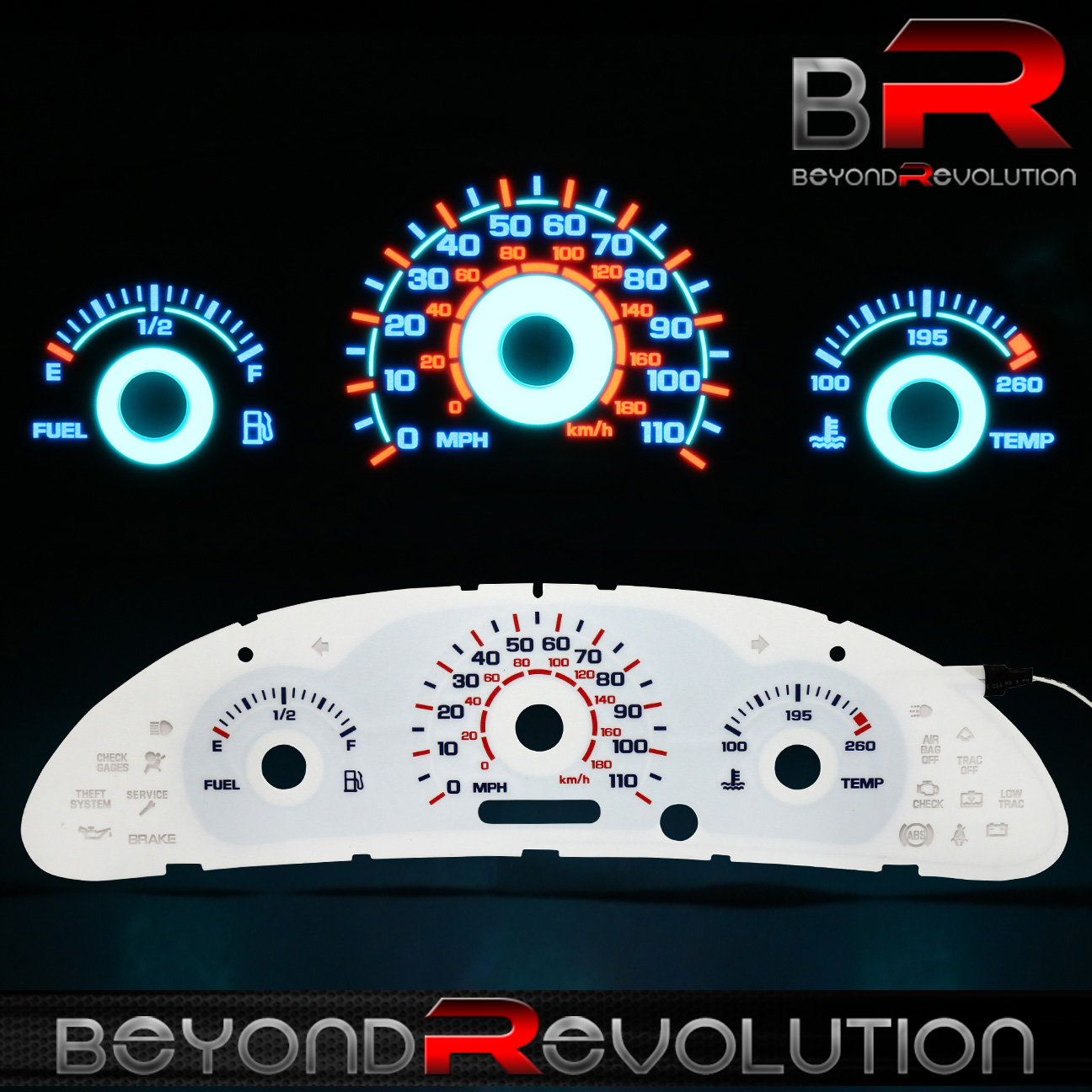 Find Indiglo Reverse Glow Gauge Dash Face MPH For 20002002 Cavalier L4