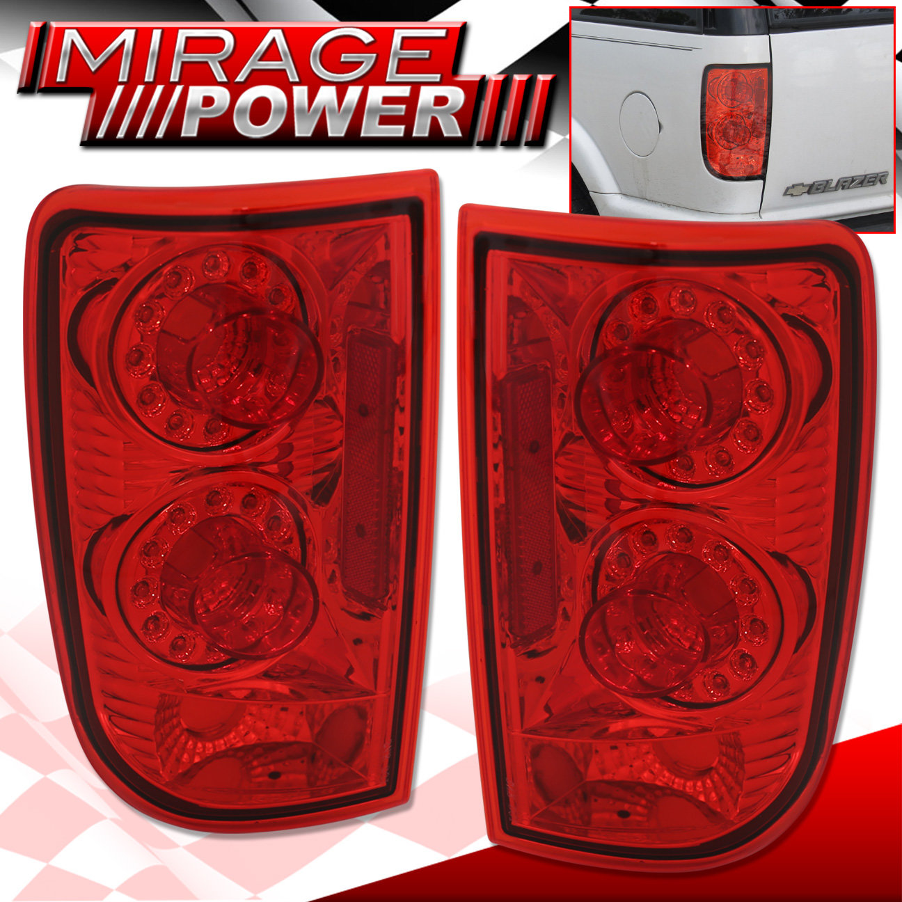 For 19982000 GMC Jimmy LED Red Lens Altezza Rear Tail Lights Lamp