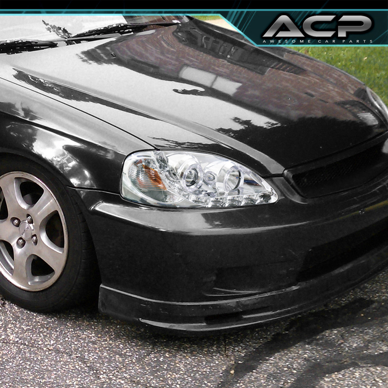 9900 Honda Civic EK9 EM1 Projector LED Strip Angel Eye Headlight Front Pair JDM eBay