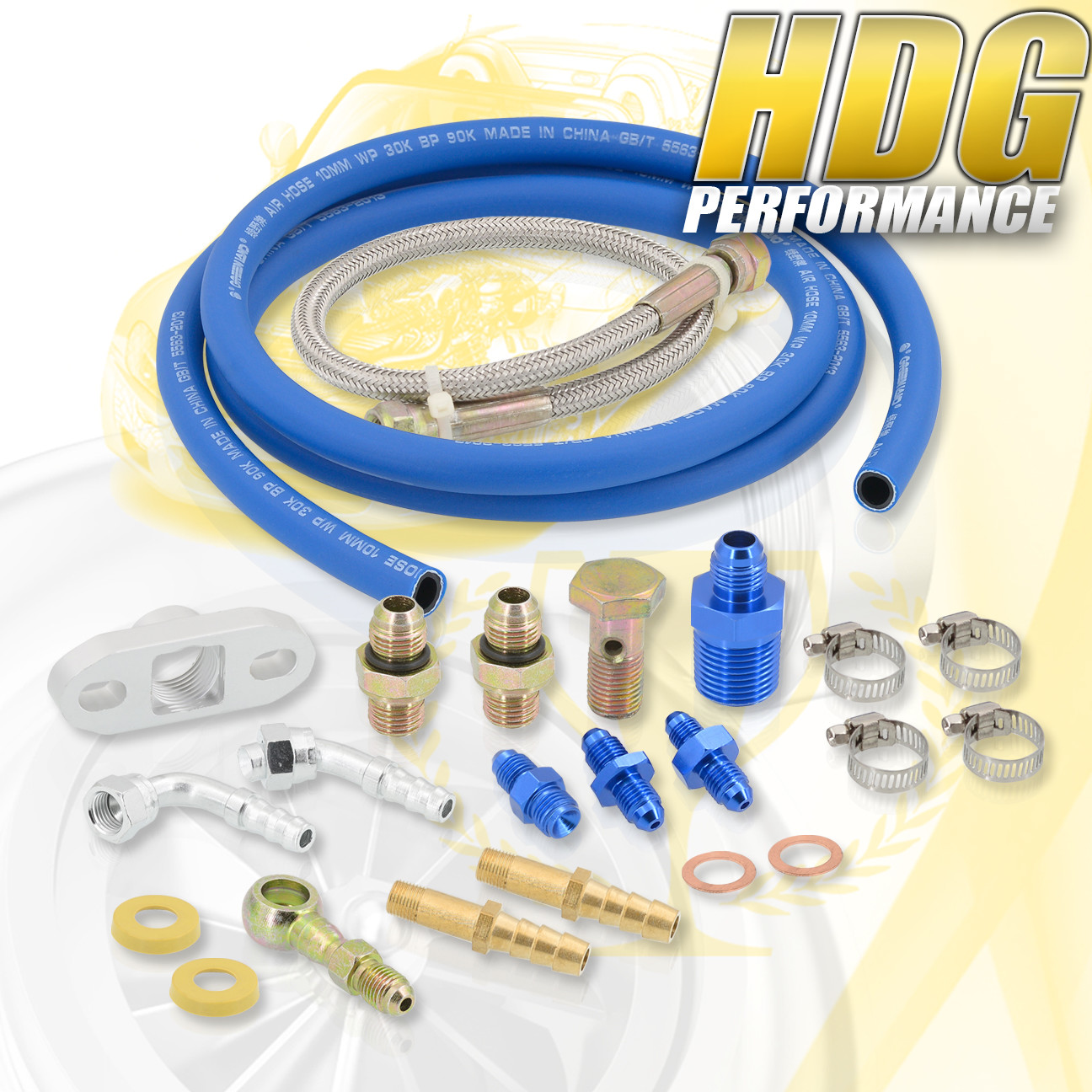 T25 T28 Turbo Charger Turbocharged Oil Water Cooled Feed Line Set