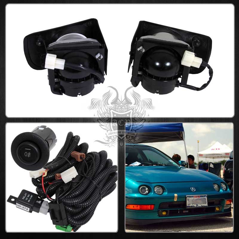 9497 INTEGRA DC2 JDM FRONT BUMPER DRIVING FOG LIGHTS LAMPS YELLOW LENS