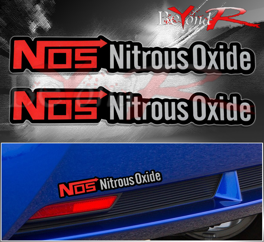 2X NOS NITROUS OXIDE EMBLEM DECAL STICKER BADGE BUMPER DASH INTERIOR