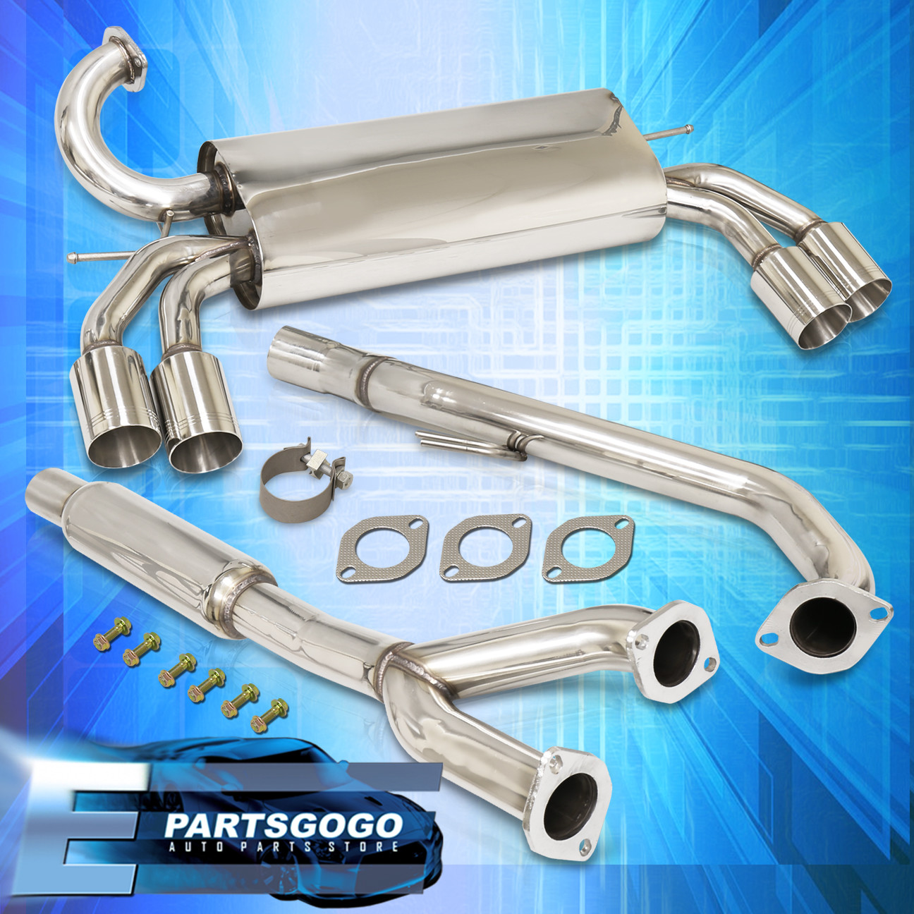 FOR 1014 HYUNDAI GENESIS COUPE 3.8 QUAD DUAL TIP EXHAUST SYSTEM 65MM W