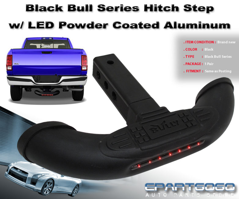 BULLY REAR LED STEP BAR HITCH STEP BLACK POWDER COAT ARMADA SILVERADO