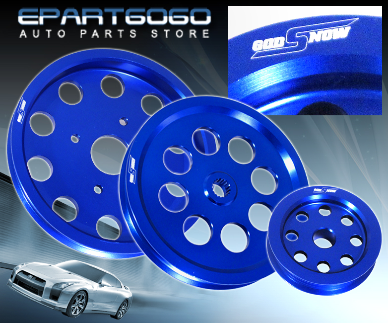 BLUE CRANK PULLEY KIT POWER STEERING ALTERNATOR SET FOR SKYLINE RB20