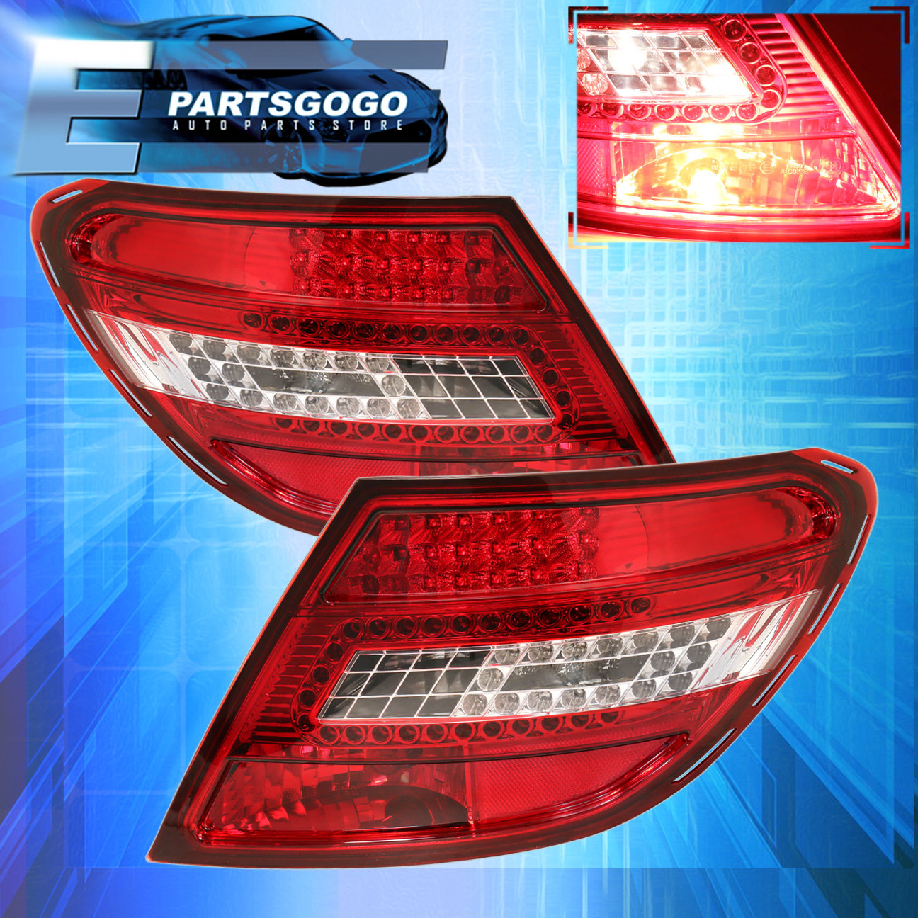 08 09 10 11 MERCEDES BENZ CCLASS W204 C63 AMG LED REAR RED CLEAR TAIL LIGHTS eBay