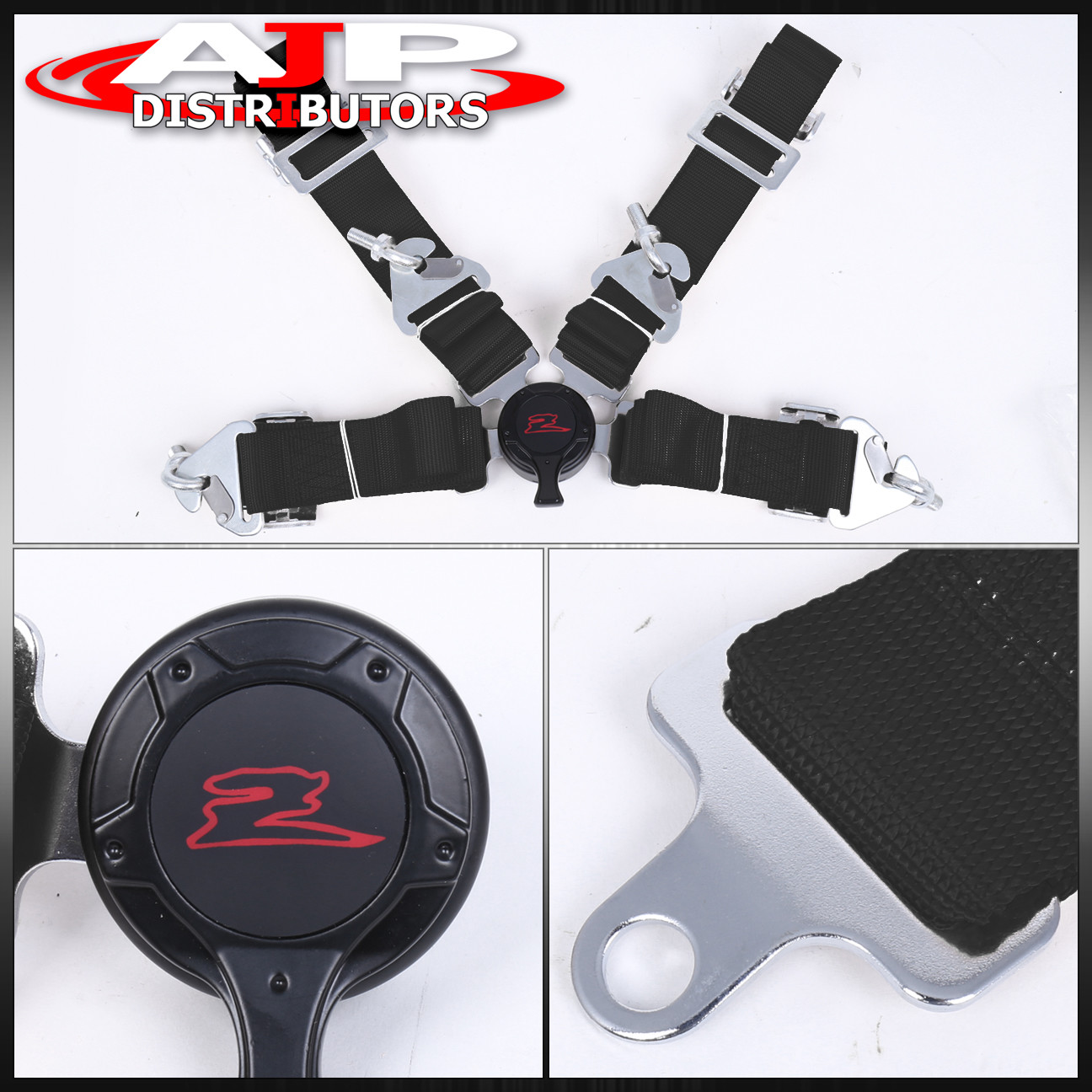 2X 4 Point Harness Camlock Jdm Racing Seat Belts Safety Black Nylon