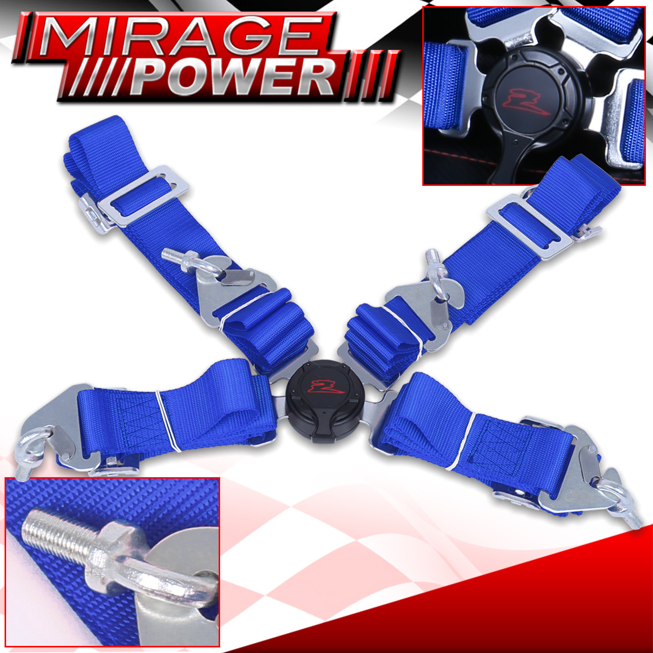 4 POINT JDM QUICK RELEASE LATCH CAMLOCK RACING SEAT BELT HARNESS BLUE
