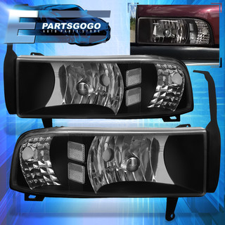 94 01 Dodge Ram 1500 Black 1pc Headlights Clear Reflector Lamp Z 89568 0 3 Jpg