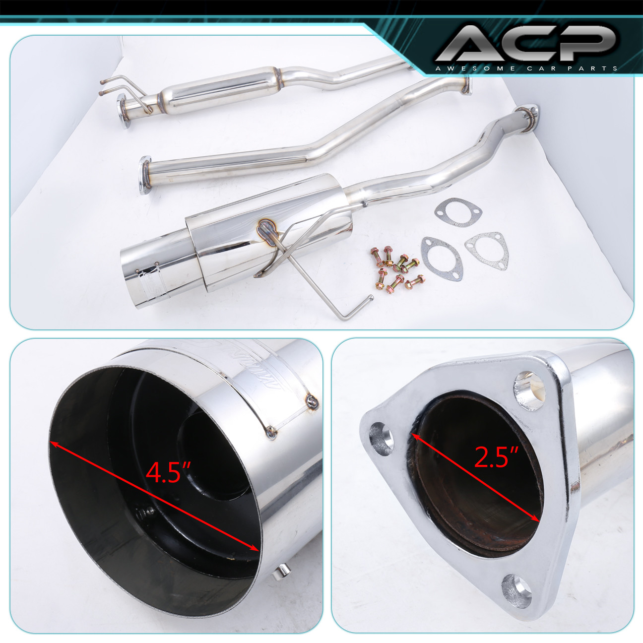 N1 STYLE CATBACK EXHAUST SYSTEM 4.5 " TIP FOR EM2 ES1 20012005 HONDA