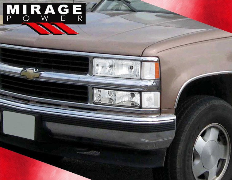 9498 CHEVY C1500 K1500 PICKUP TRUCK CHROME AMBER HEADLIGHTS+CORNER