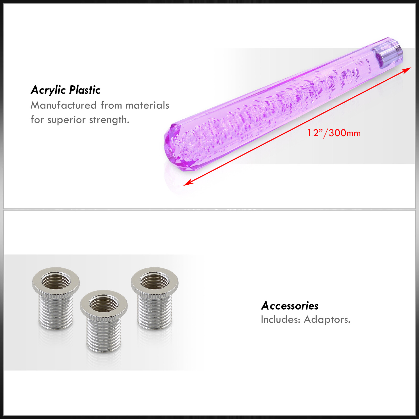 UNIVERSAL 300MM 12" M8 M10 M12 DIAMOND BUBBLE DILDO GEAR STICK SHIFT