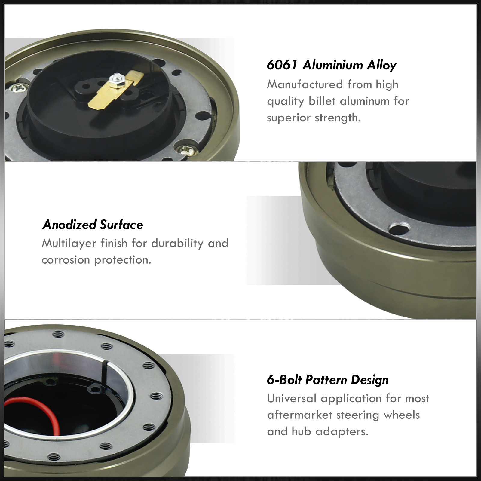 Gmc Push Button Slim 1.5/" Thin Quick Release Wheel Adapter Hub Steering Gunmetal
