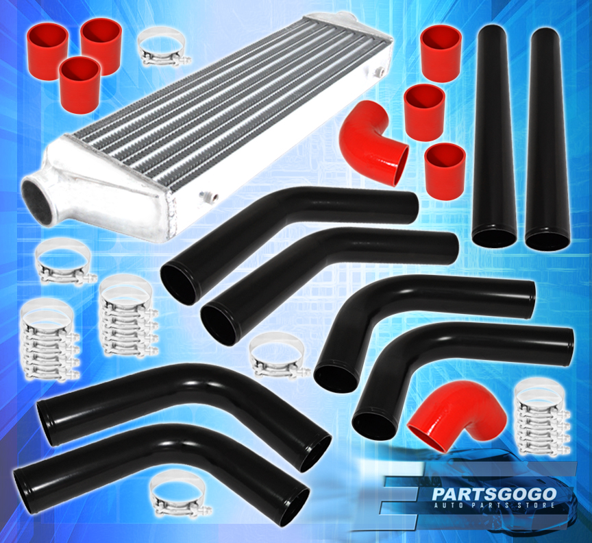 8 Piece Piping Kit  Turbo Fmic Front Mount Intercooler Silicone Coupler Black