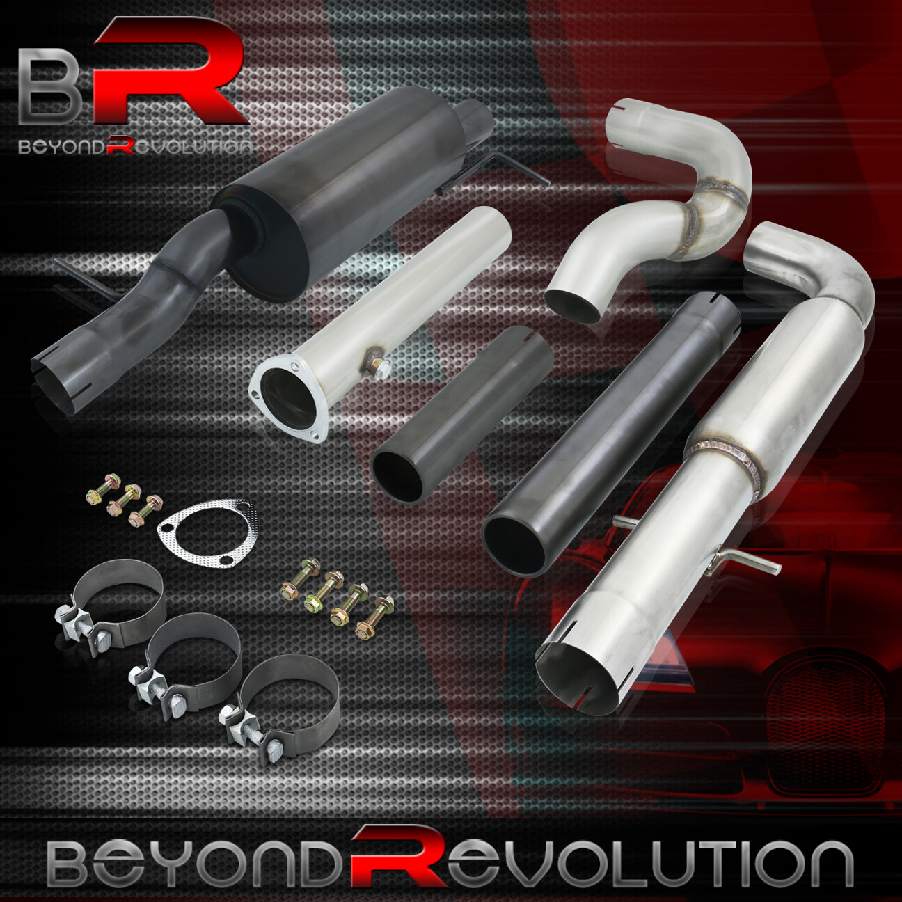 2.5" Gunmetal Catback Exhaust For 99 00 01 02 03 04 Volkswagen Golf