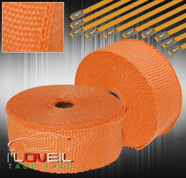 Zip Ties 360/" 30Ft Blue Engine Heat Wrap Shield Cover High Temp Turbo Header