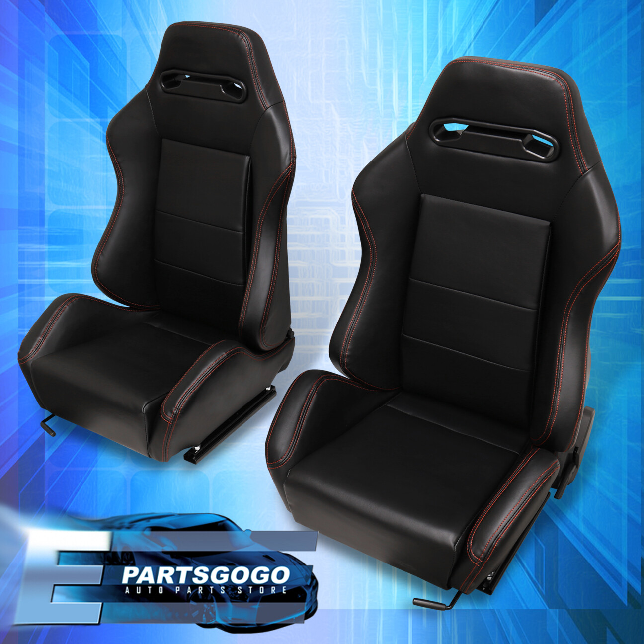 Reclinable Universal Bucket Seats Chairs Car Automotive Race Rail