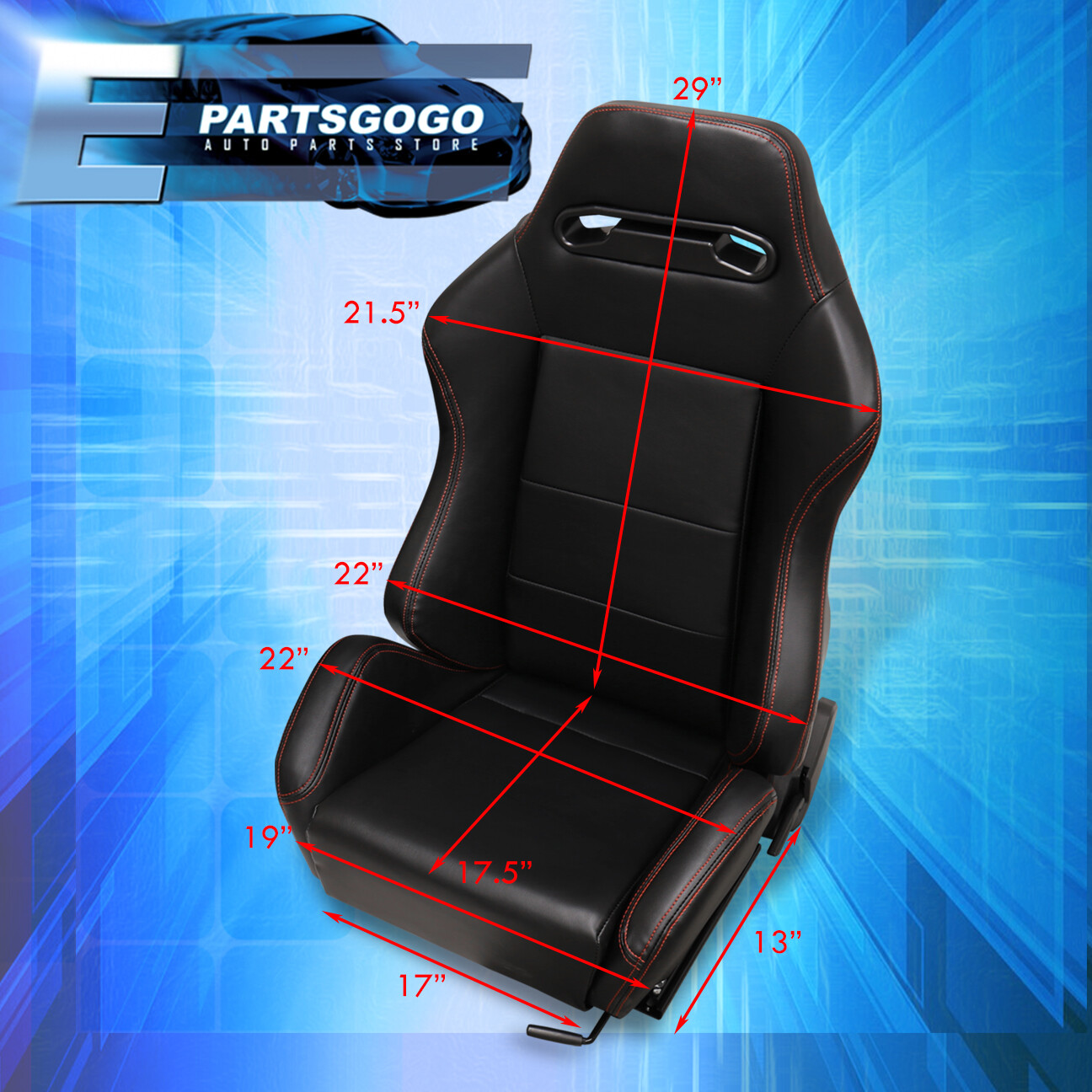 Reclinable Universal Bucket Seats Chairs Car Automotive Race Rail